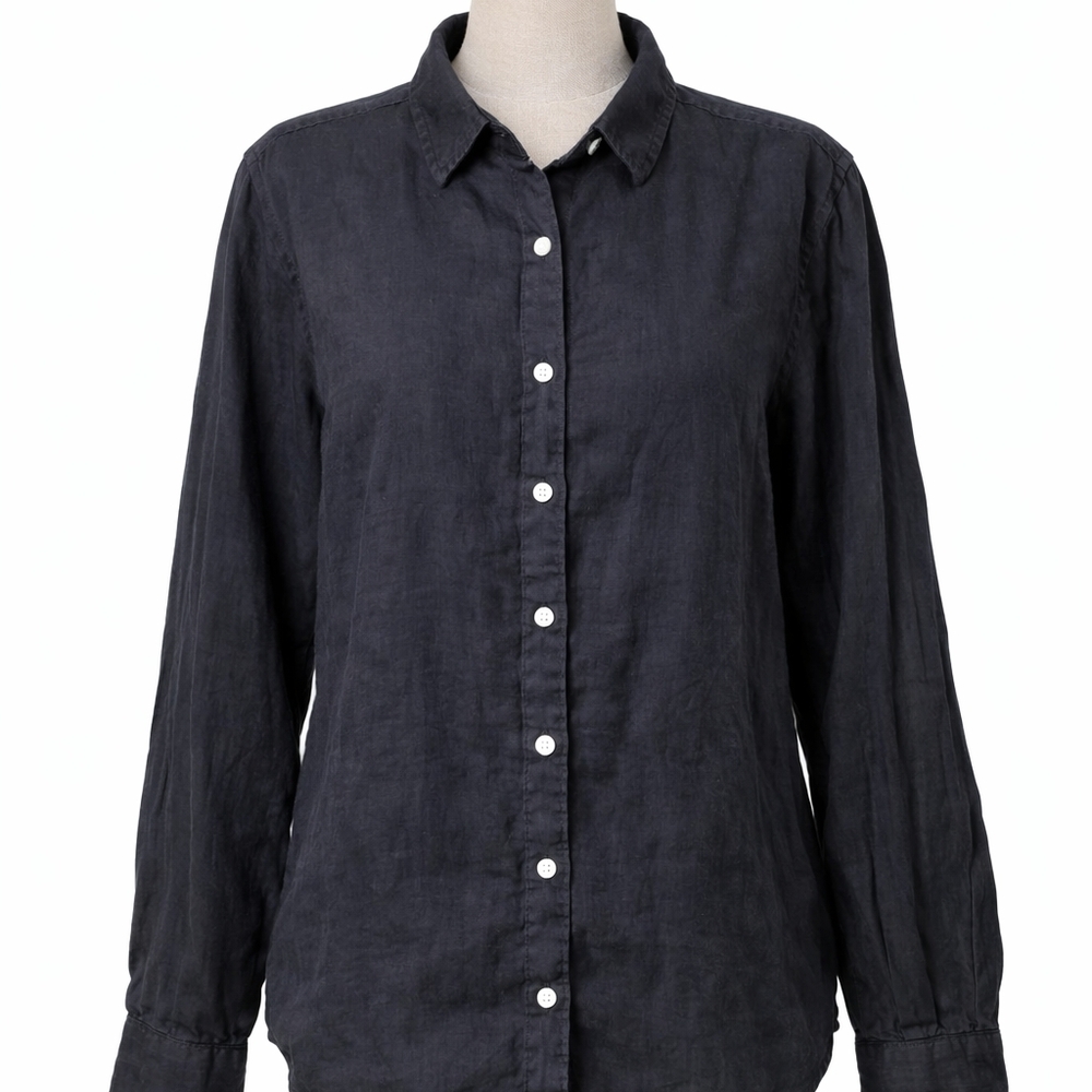 Lucky Brand Black Button Down Shirt Women’s Large Cotton Long Sleeve